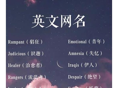 网名英语带翻译