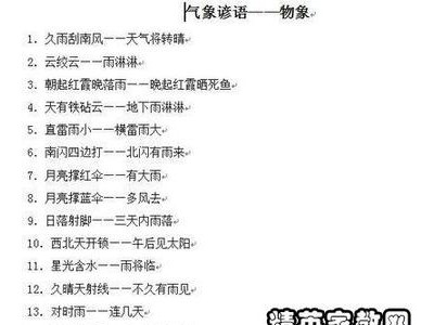 关于下雨的谚语100个